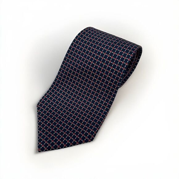 Lauren Ralph Lauren Other - Lauren Ralph Lauren Navy Blue Red Geometric Square 100% Silk Mens Neck Tie 57"